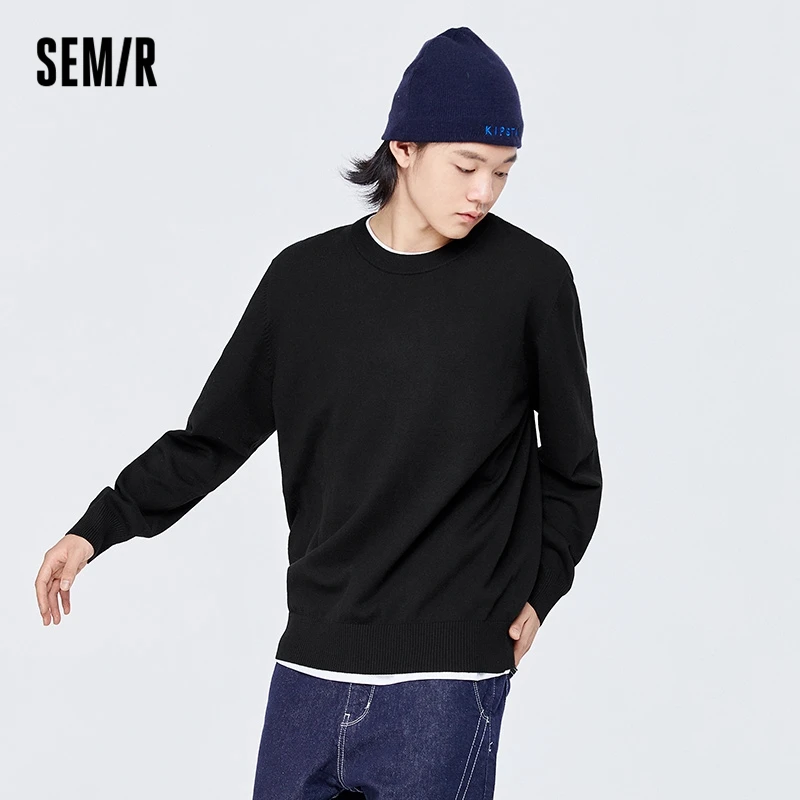

Semir Knitwear Men Classic Basic Men'S Pullover Sweater 2022 Autumn New Hoodie Stretch Thin Top