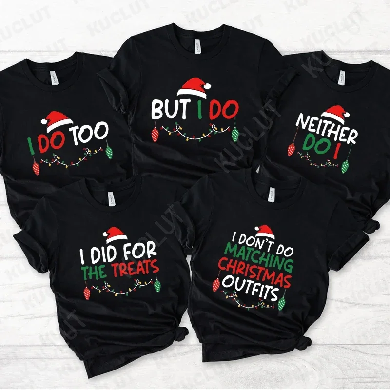 thumbnail image 2 of No hago camisetas a juego para fiestas familiares, camisetas navideñas divertidas para parejas, camisetas unisex para niños y niñas, 2 of 5