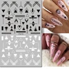 3d Nail Art Decals Geometric Lines Black White Laces Tropical Palms Leaves Flowers Nail Stickers Decoration For Nail Tips Beauty 6