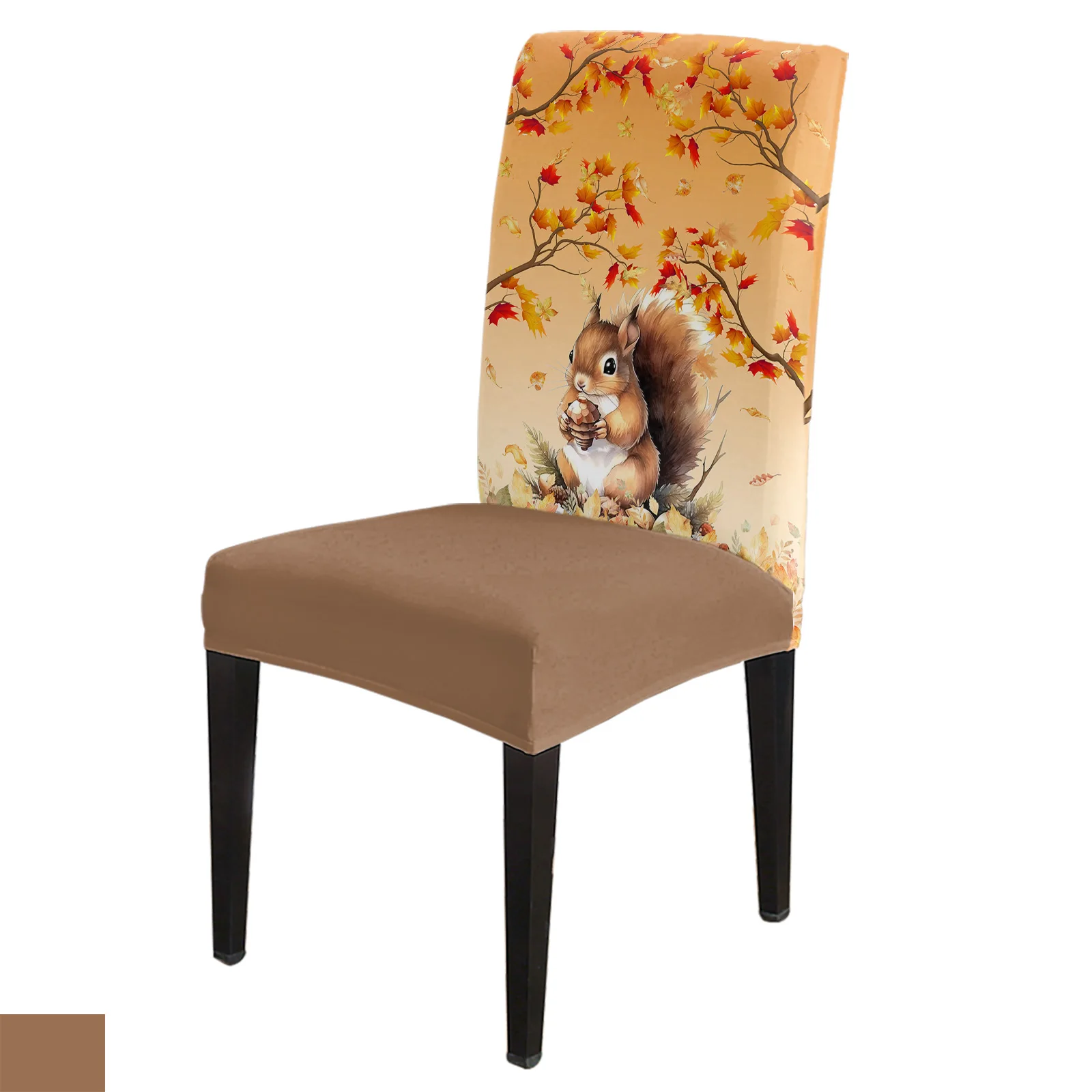 

Thanksgiving Pumpkin Autumn Squirrel 4/6/8PCS Spandex Elastic Chair Case For Wedding Hotel Banquet Dining Room