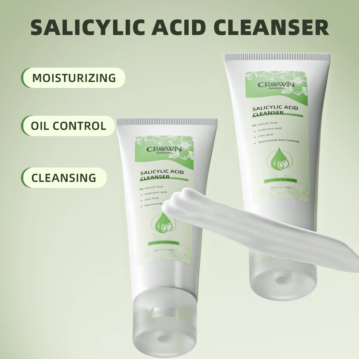 3% Salicylic Acid Facial Cleanser Acne Treatment Moisturizing Oil Control skincare Face Wash Foam Face Cleanser Skin Care 3