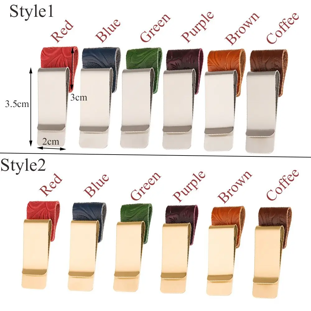 Convenient Metal Vintage Portable Notebook Holder Handmade Leather Stainless Steel Clips Brass Pen Folder pen holder