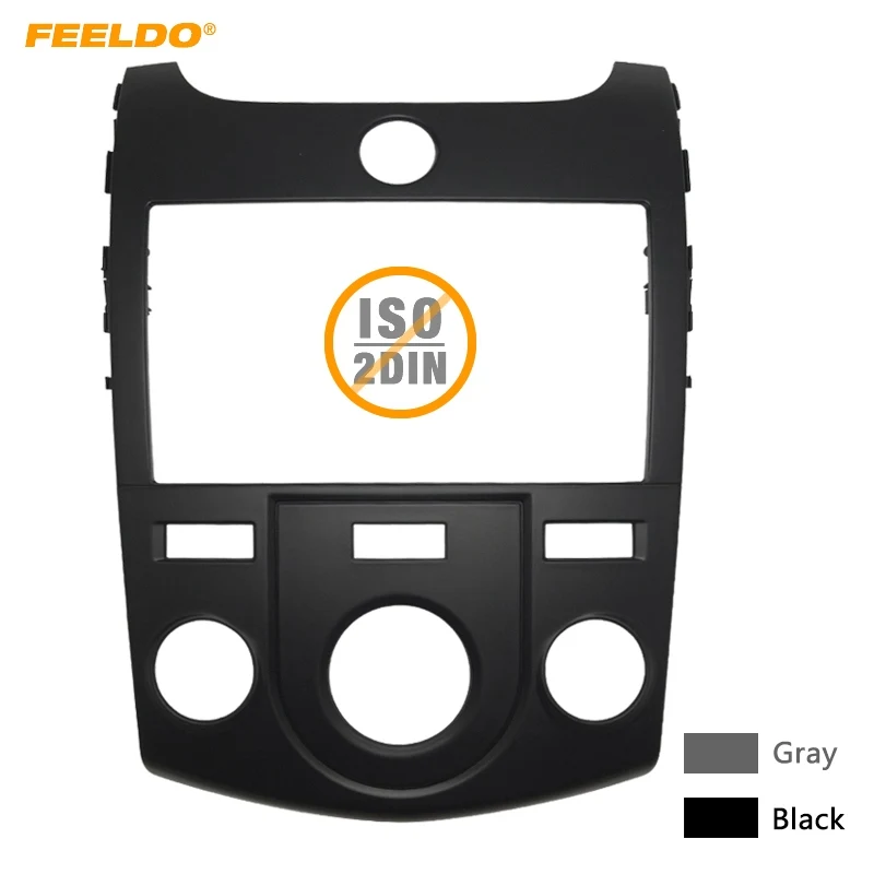 

FEELDO Gray/Black Car Radio Fascia Frame For KIA Forte/Cerato/Naza Forte Manual AC Dashboard Panel Trim OEM 2DIN Reinstallation