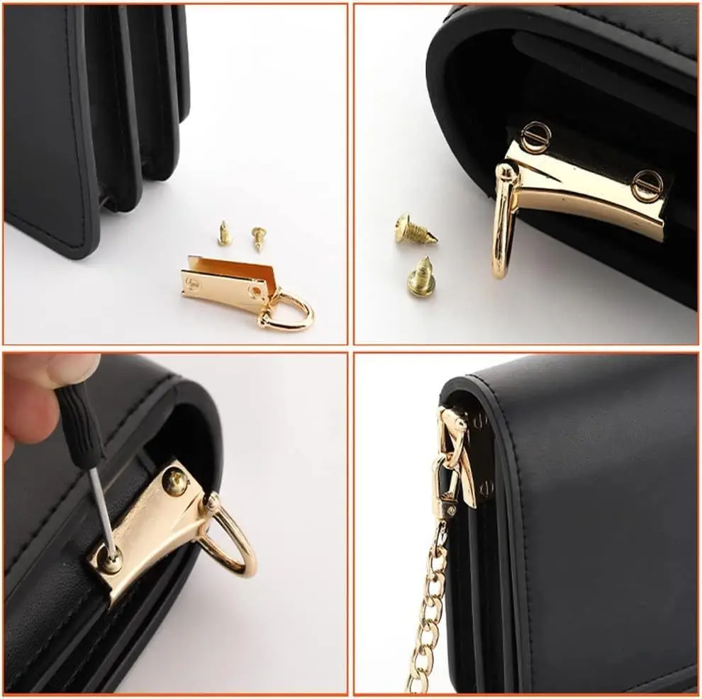 2pcs Metal Side Clip Bag Buckle Bag Connector Clip Purse Hardware Suspension Connector Buckle Detachable with D Ring