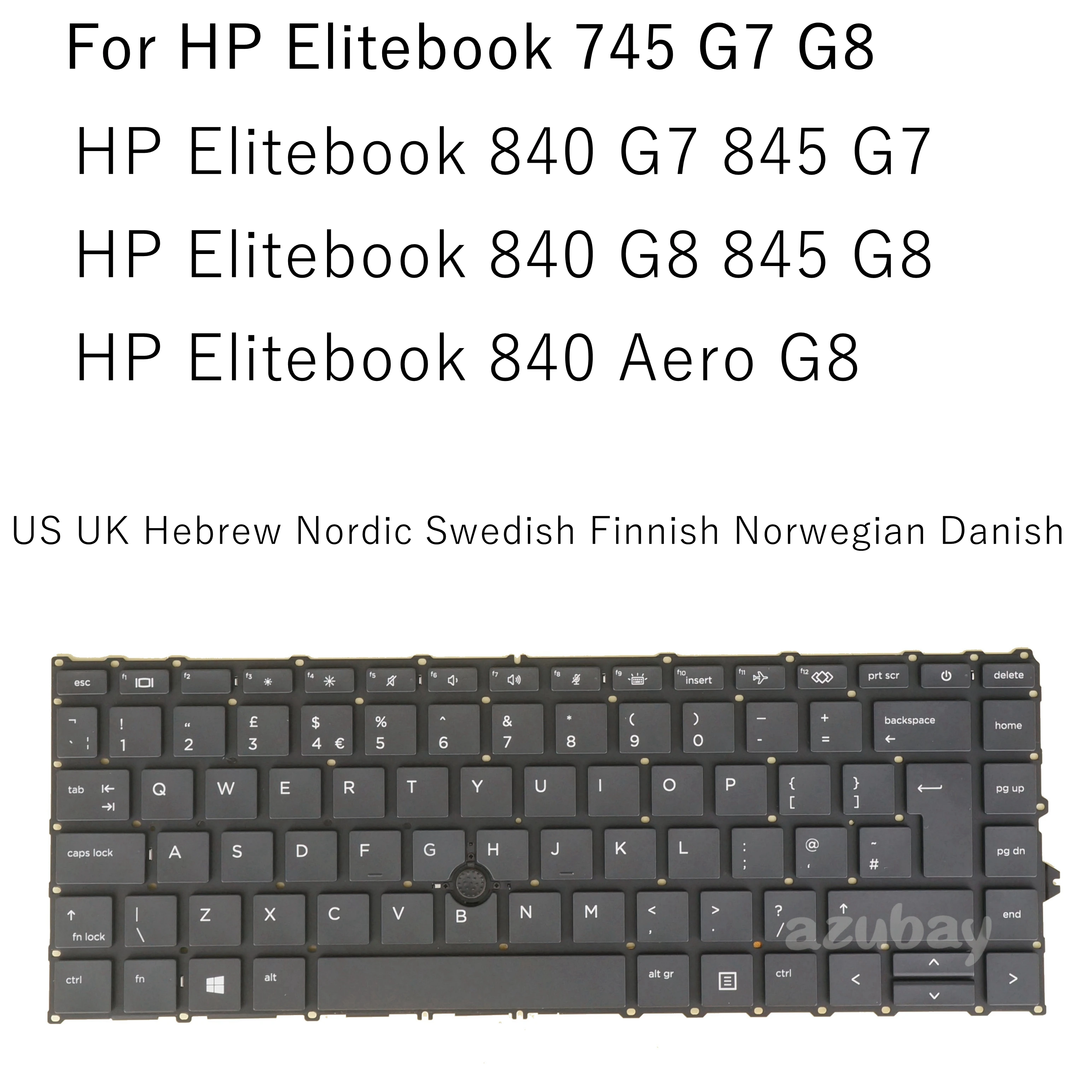 Us Ebraico Uk Nordic Svedese Finlandese Norvegia Tastiera Danese Per Hp Elitebook 840 G7 G8, 845 G7 G8, 840 Aero G8, 745 G7 G8 Retroilluminato