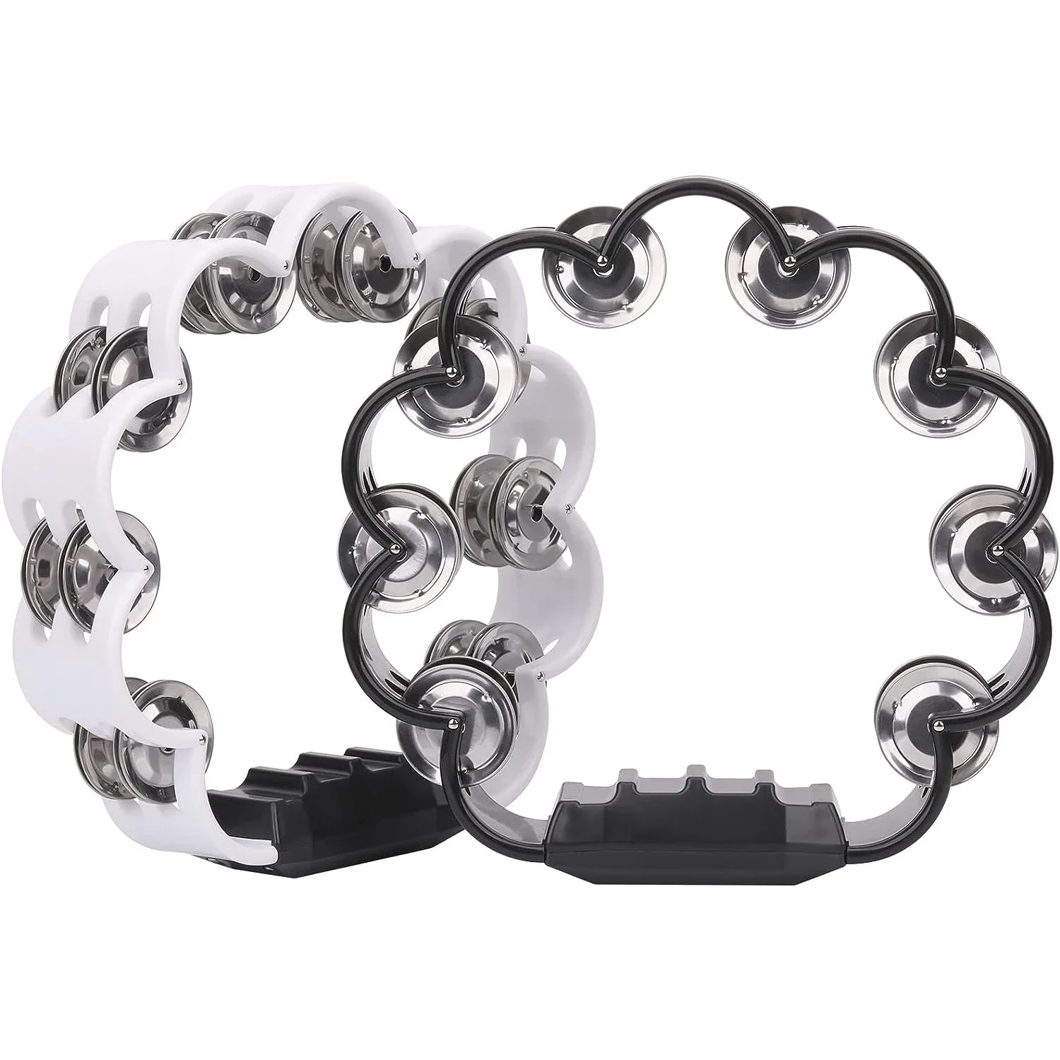2-Pack 8.25" Double Row Tambourine for Adult Church Party Flower Form Metal Jingles Hand Held Percussion Drum