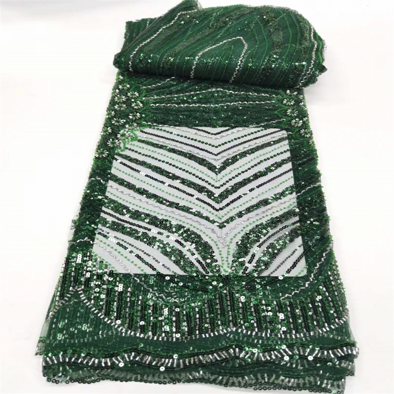 

African Lace Fabric 5 Yards 2022 High Quality Luxury Sequins Net Embroidery Nigerian Wedding Gown Material French Lace qx23-59