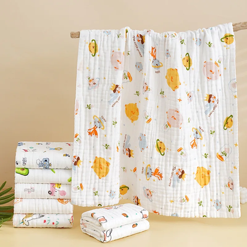

Baby Bath Towel Boy Girl 100% Cotton Baby Towel Blanket For Newborn Baby Bathrobe 6 Layers Gauze Washcloth Infant Swaddle