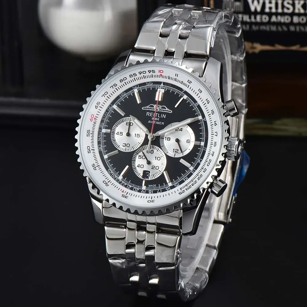 

New AAA+ Luxurious Watches For Mens Top Quality Full Steel Navitimer Automatic Date Watch Business Sports Chronograph Male Clock