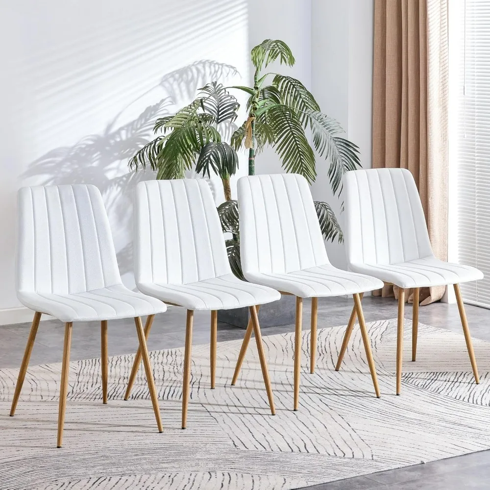 Dining Chair Dining Chair Set of 4 Modern Dining Chairs with Cushion Seat Back + Wood Color Metal Legs Upholstered Chair Chair Set