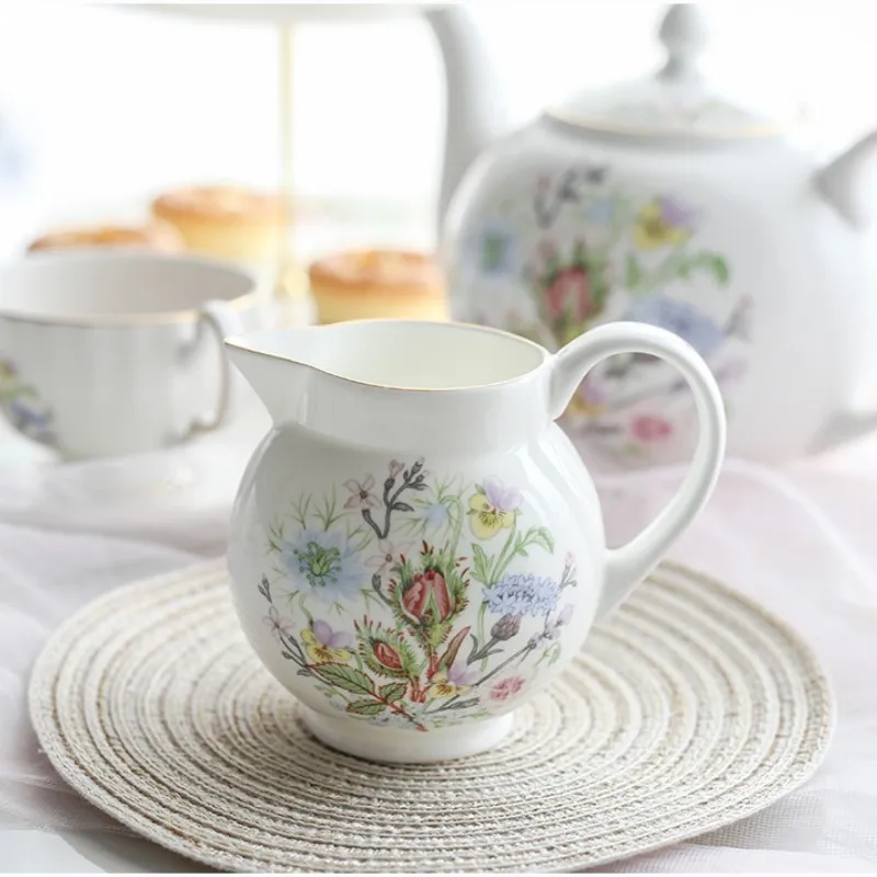 British Bone China Teapot Teacup Saucer Fruit Plate Snack Cake Tray Coffeeware Mugs Household Tableware Set coffee cup saucer set teapot cup set