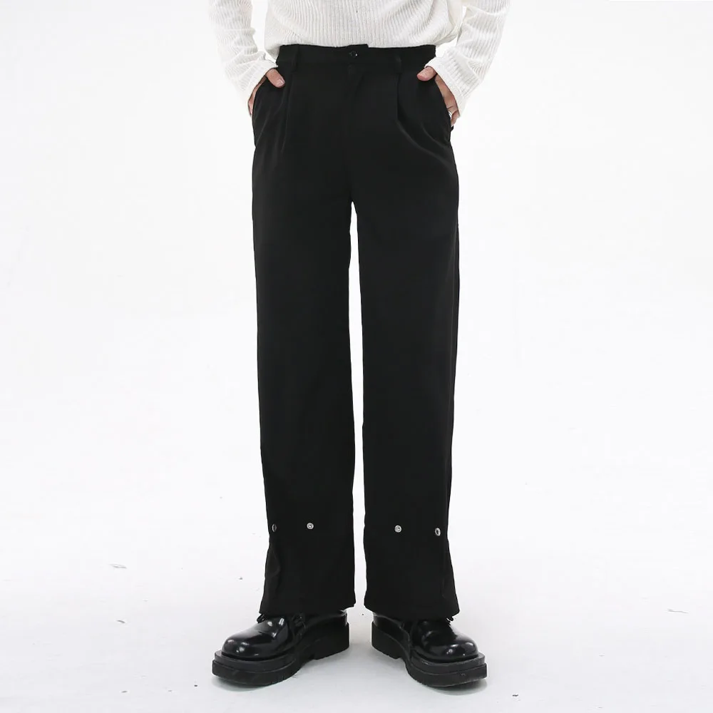 

Брюки мужские прямые с пряжкой, модные повседневные штаны свободного покроя, сетчатые деловые, в стиле знаменитостей, в японском и корейском стиле, 2023 нога