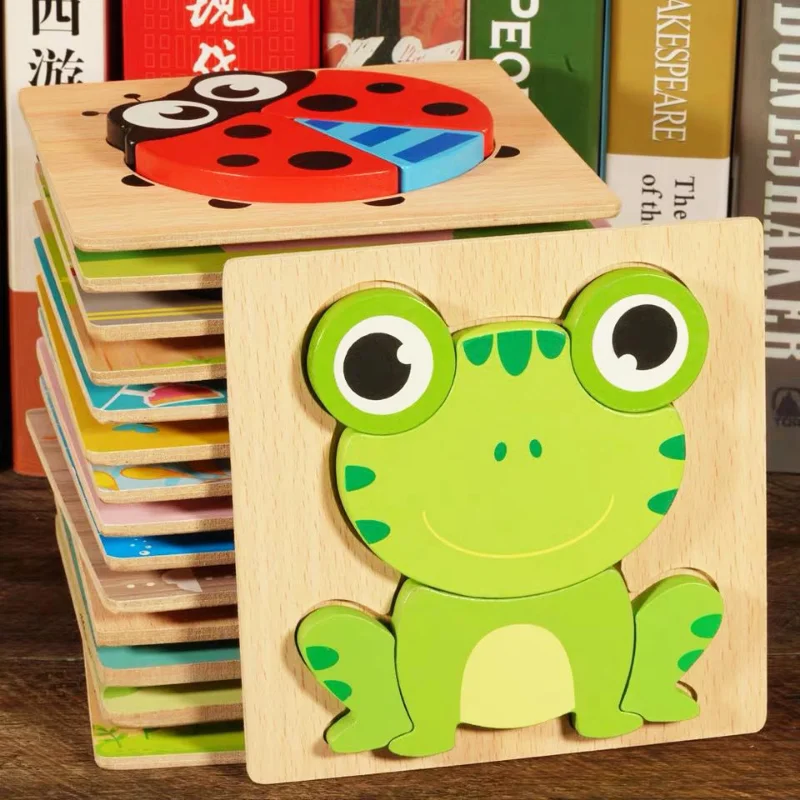 

Детские игрушки, утолщенный Деревянный 3D пазл, Мультяшные животные/движение, интеллектуальный деревянный пазл, обучающие игрушки для детей, подарки