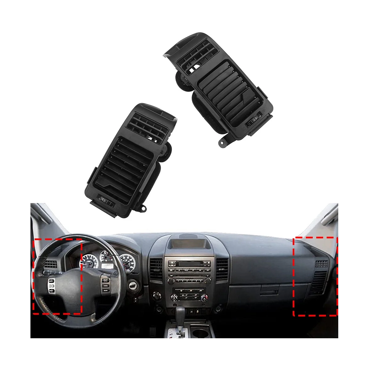 

Black 1Pair Left & Right Side A/C Dash Air Vent Cover Trim for Nissan Armada Titan 04-06 68421-9FD0B 68420-9FD0B