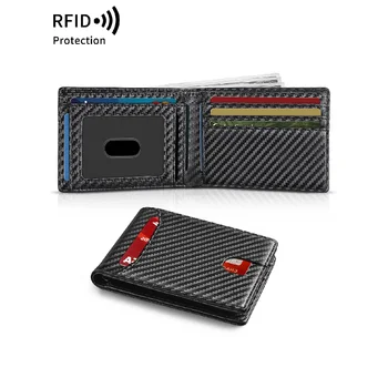 Portafoglio Sottile in Pelle Sintetica per Uomo, Porta Carte di Credito con Clip per Banconote, Blocco RFID, Portafoglio Bifold Sottile da Uomo