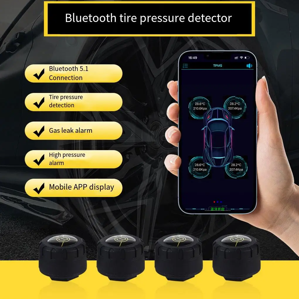 Motorcycle TPMS 2/4 Sensors Bluetooth 5.1 Tire Pressure Monitoring System for Android/iOS