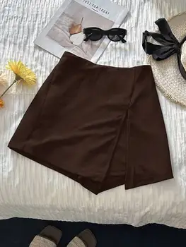 Solid Color Split Hem Skort Women Casual Mini Skirt