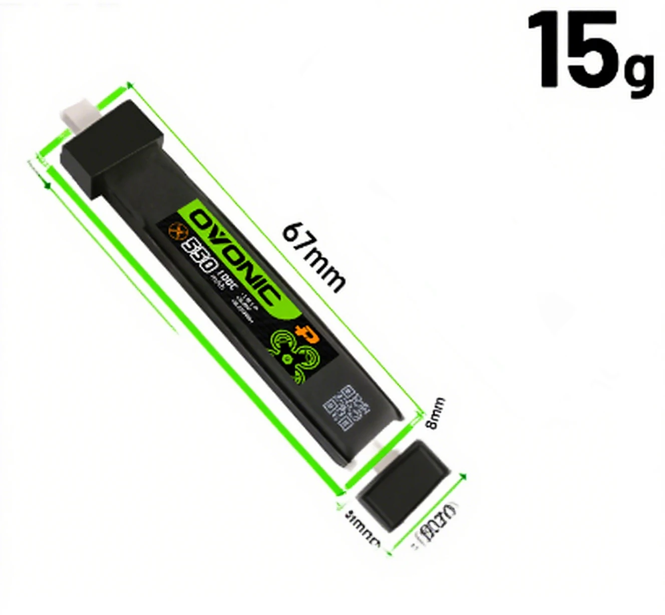 Plusieurs batteries LiPo RC 3.7V 150mAh pour mini drone alignées sur une surface.
