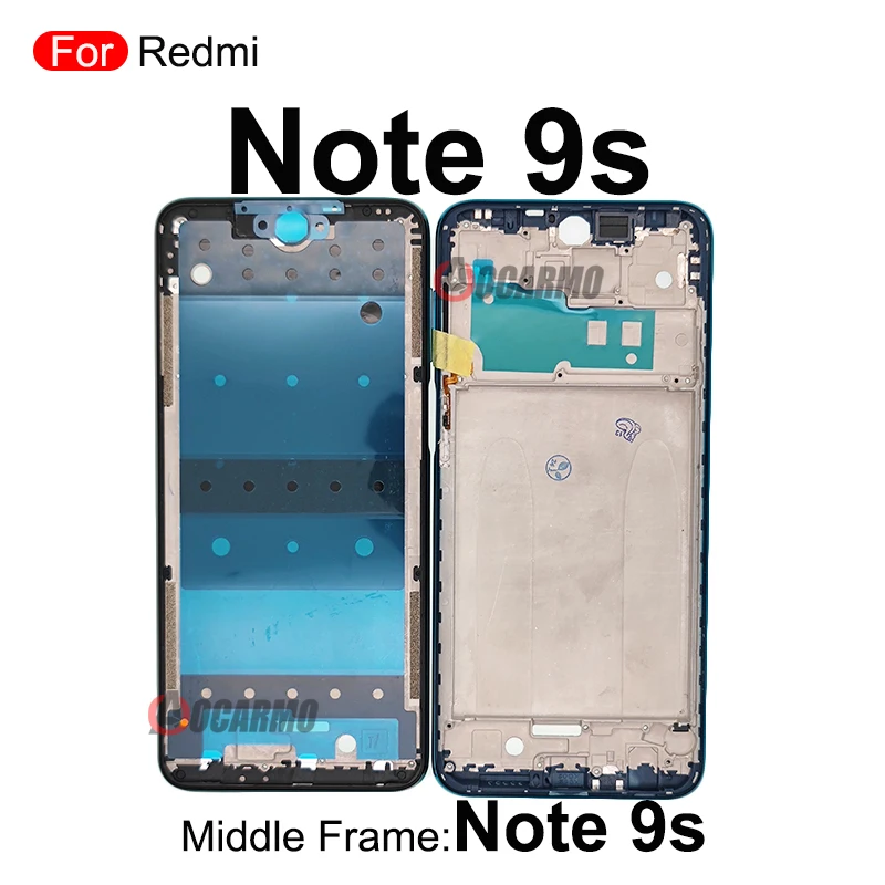 사이드 키 포함 중간 프레임, 블루 블랙 화이트, Redmi Note 9s 용 교체 부품