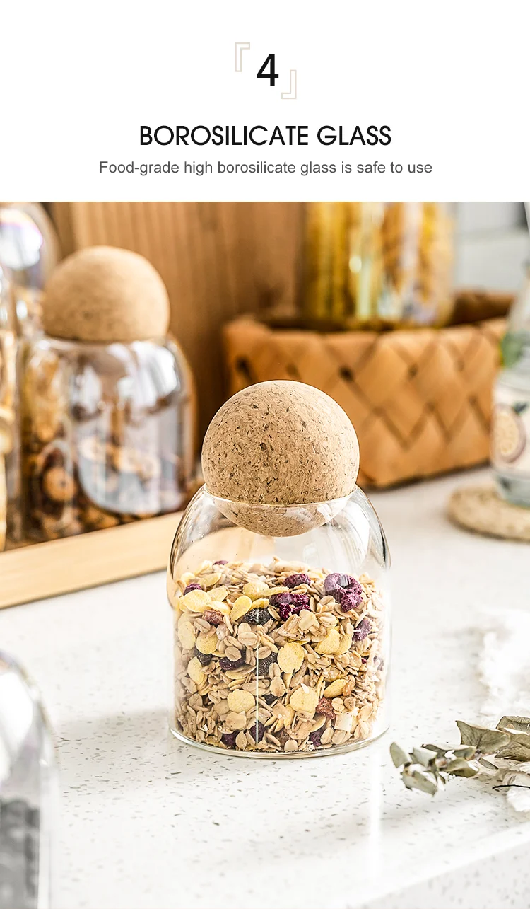 Lead-Free Glass Jar 4 Pieces Cork Ball Jar Set 19 Lead-Free Glass Jar 4 Pieces Cork Ball Jar Set
