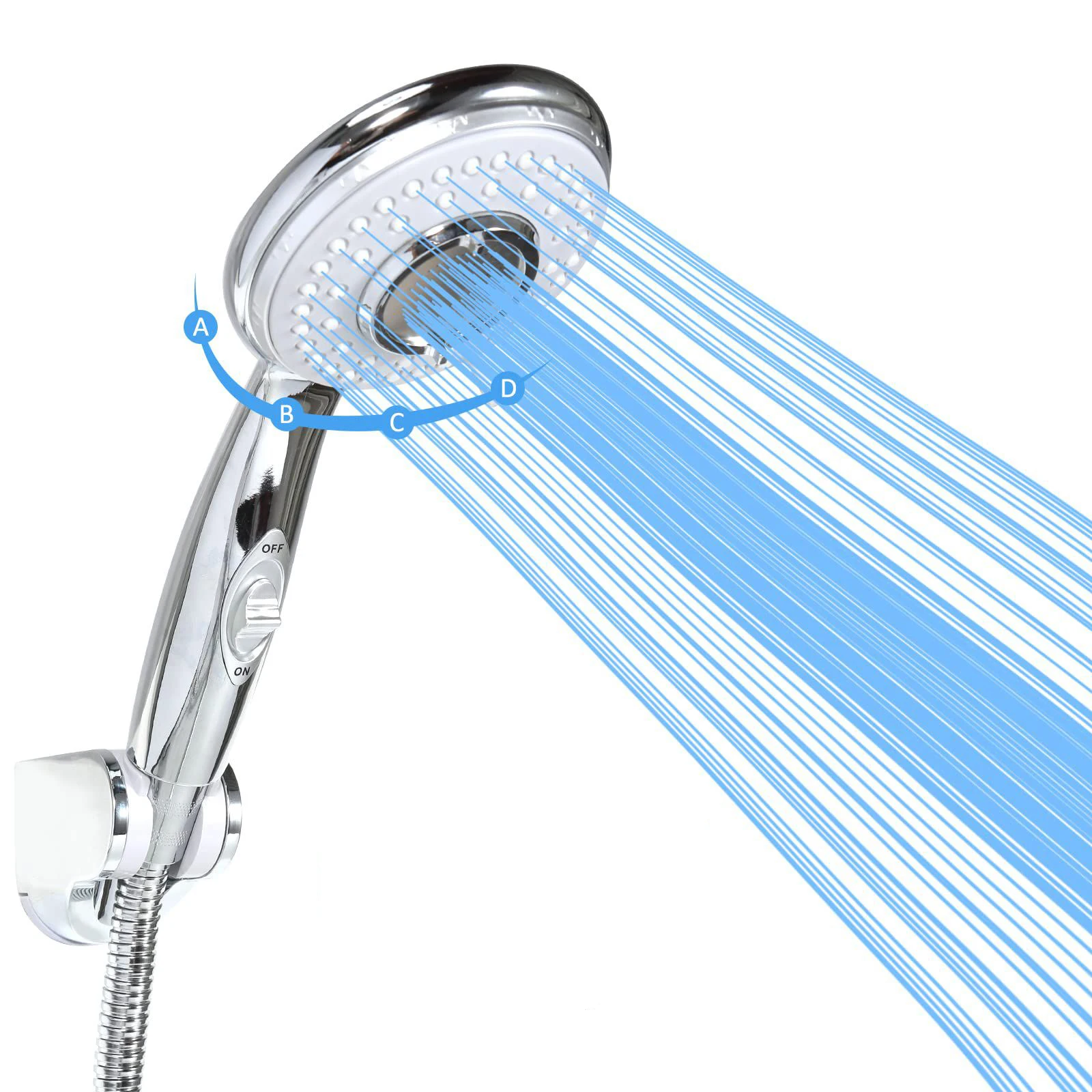Description Picture 6 of item3 Modes Handheld Shower Head High Pressure Water-Saving Showerhead One-Key Stop Water Spray Bathroom Faucet Accessorie Universal
