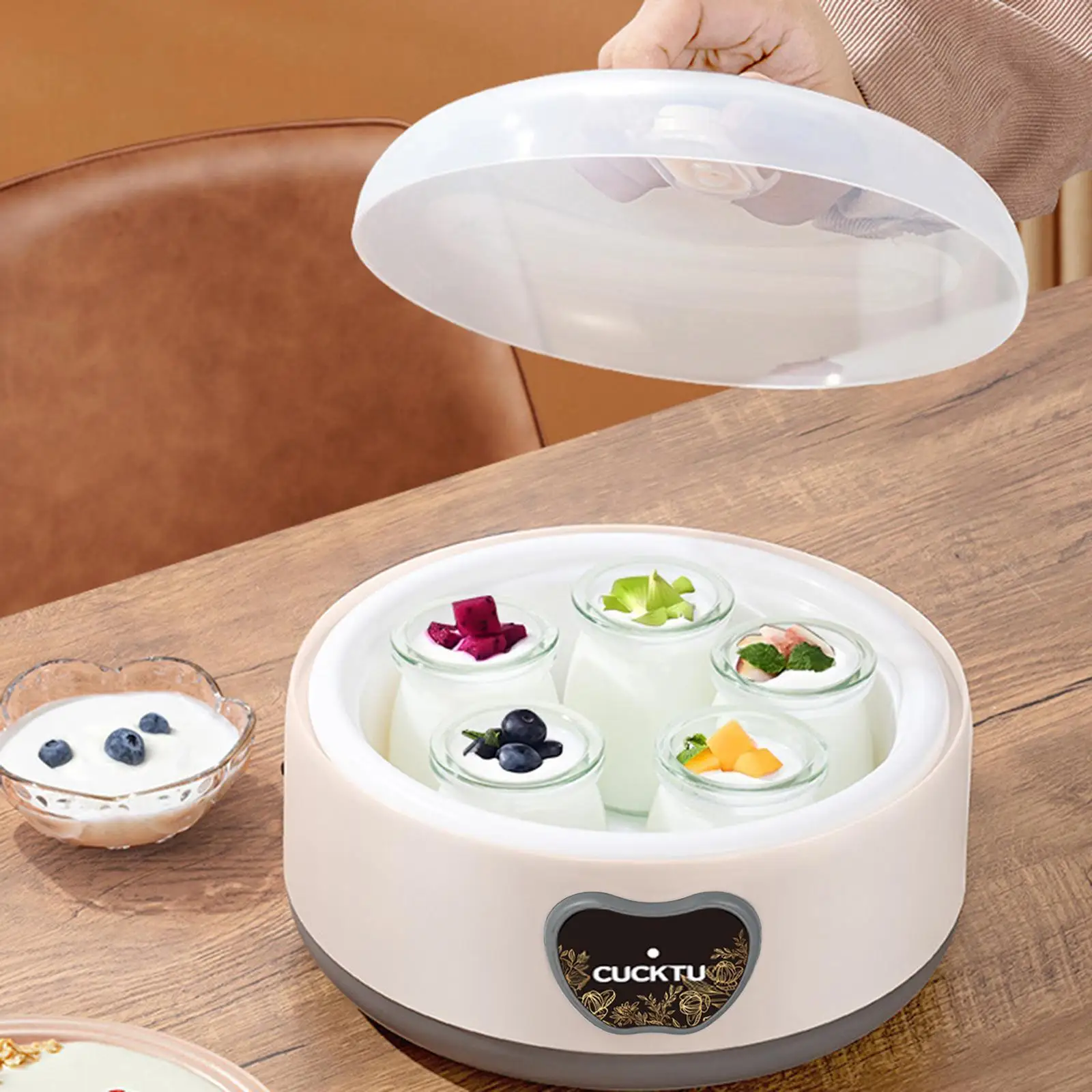 Yogurt Maker with 5 Cups 1.2L Small Constant Temperature Control Electrical Kitchen Appliances Compact DIY Yogurt Tools for Home