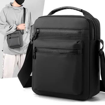 Borsa a tracolla classica da uomo Borsa a tracolla multifunzione da uomo Borsa a tracolla da lavoro in nylon con patta Borse semplici da uomo