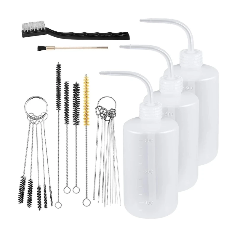 Y6GD 24Pieces Sprayer Paint Cleaning Set with 4 Squeeze Bottles and 21 Brushes for Enhances Sprayer Long Time Use Designs