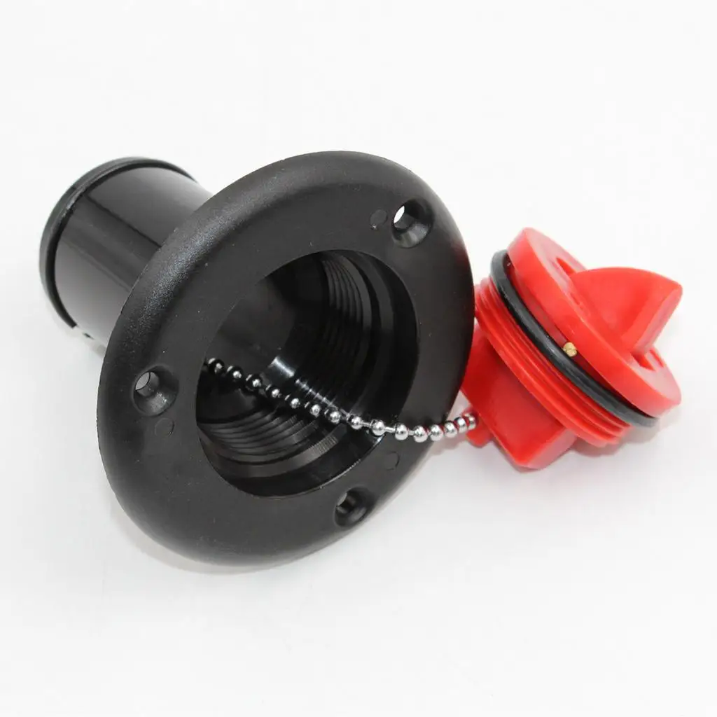 MagiDeal Black Nylon 38mm 1 1/2' Fuel Gas Deck Filler & Red Cap Flush Mount for Boat