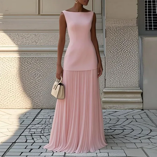 Fashion Summer Vacation Outfit Woman 2025 Spring Crew Neck Top Pullover & Pleated Skirts Suit Sexy Sleeveless Slim Two Piece Set 6