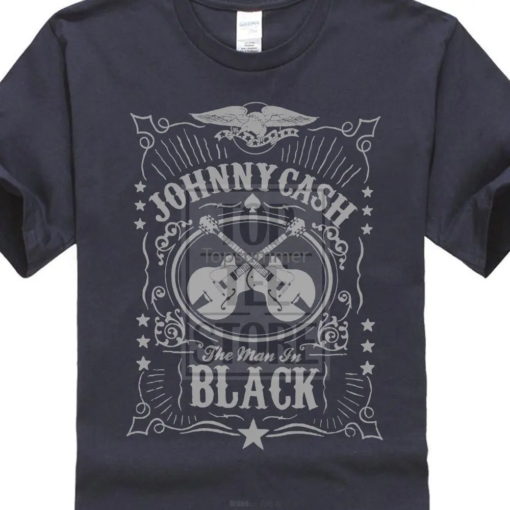 

Johnny Cash Men'S Guitars Crest T Shirt Black