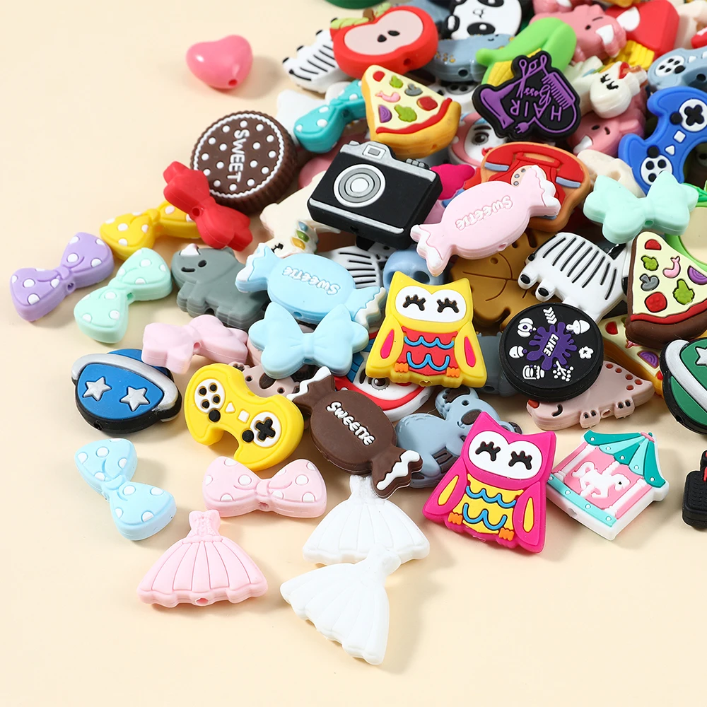 10pcs Food Grade Silicone Teether Beads DIY Toy for Baby Pacifier Clip Beadable Necklaces Accessories