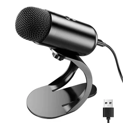 High-Quality Wired Gooseneck Condenser Microphone for Conference and Gaming (Black)