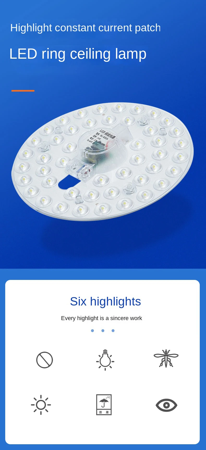 Description Picture 6 of itemPhlanp LED Ring PANEL Circle Light 12W 18W 24W 36W SMD2835 AC 220V LED square Ceiling board the circular lamp board LED source