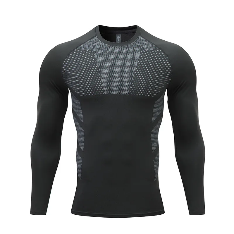 1 Piece Men's Athletic Compression Shirt Spring/Autumn Base Layer Slim Fit Printed Solid Color Round Neck Casual Sports Tig compression t shirt compression shirt
