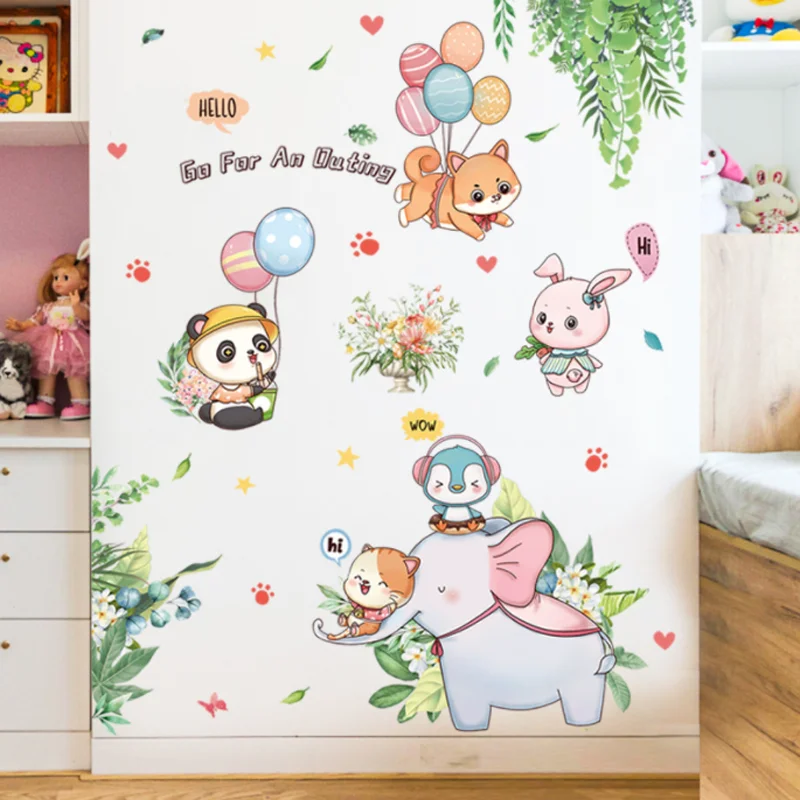 

Animal Paradise Childr Wall Sticker Shop Window Glass Layout Electrostatic Animal Background Sticker Moisture-proof Anti Fouling
