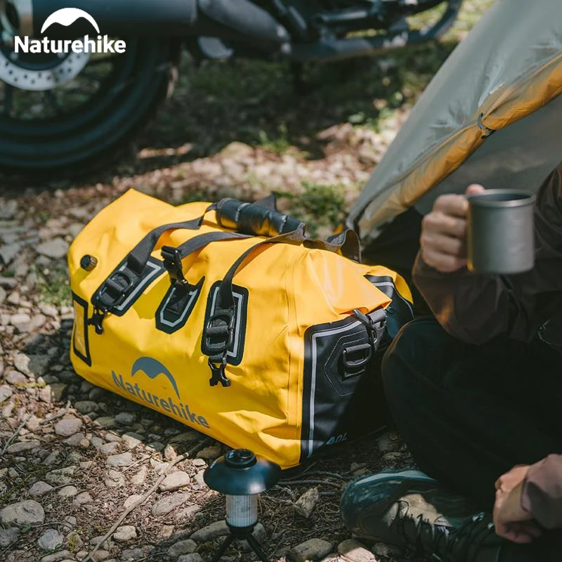 Naturehike IPX6 Waterproof Bag 40L 60L 90L Motorcycle Tail Bag Outdoor Camping Travel Luggage Carrier Portable Trunk Storage PVC