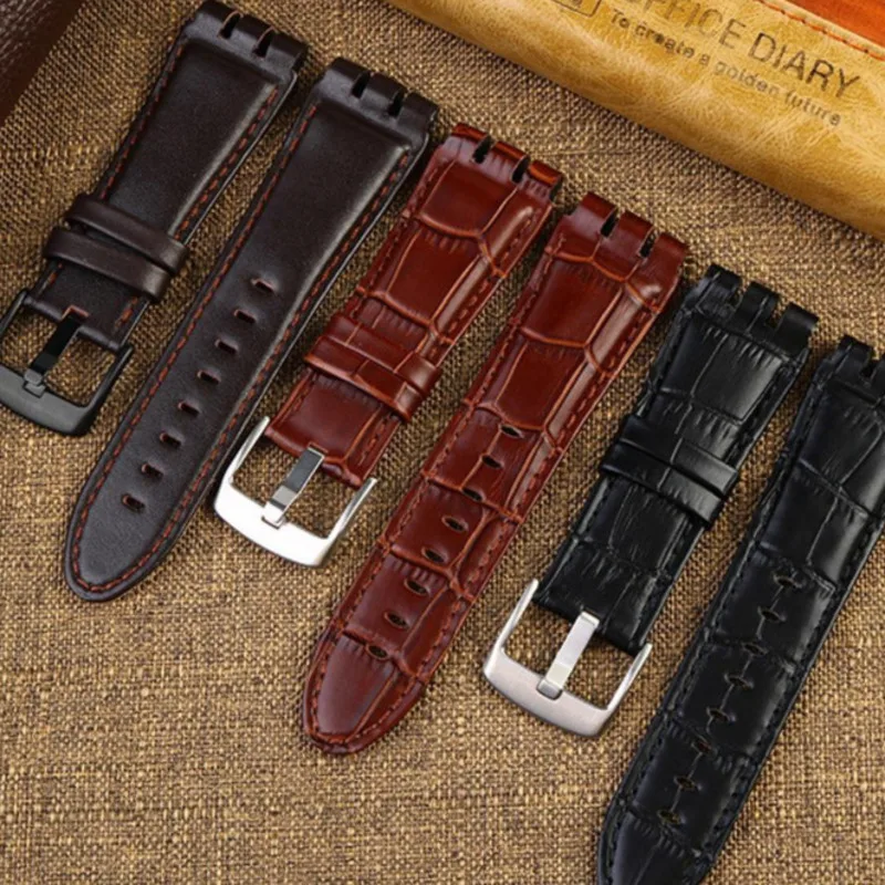 

Leather Strap For Swatch YOS 440 449 401G 23mm Waterproof Leather Black Brown Watchband Smart Watch Wristband Watch Accessories