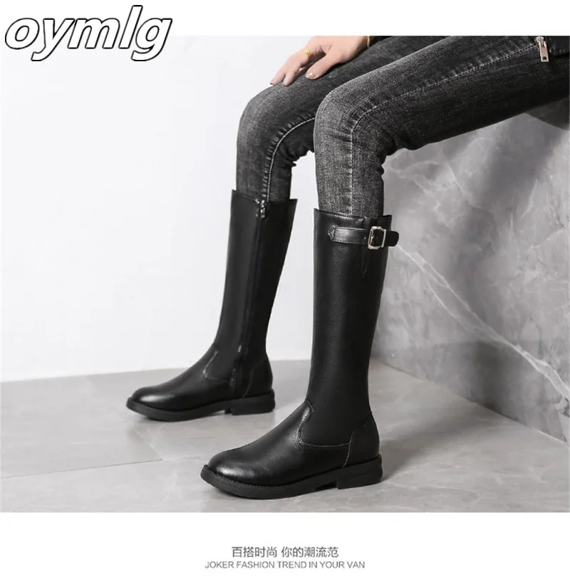 Long tube boots 2023 winter new high tube fashion boots with thick heels below the knee and high matte leather boots