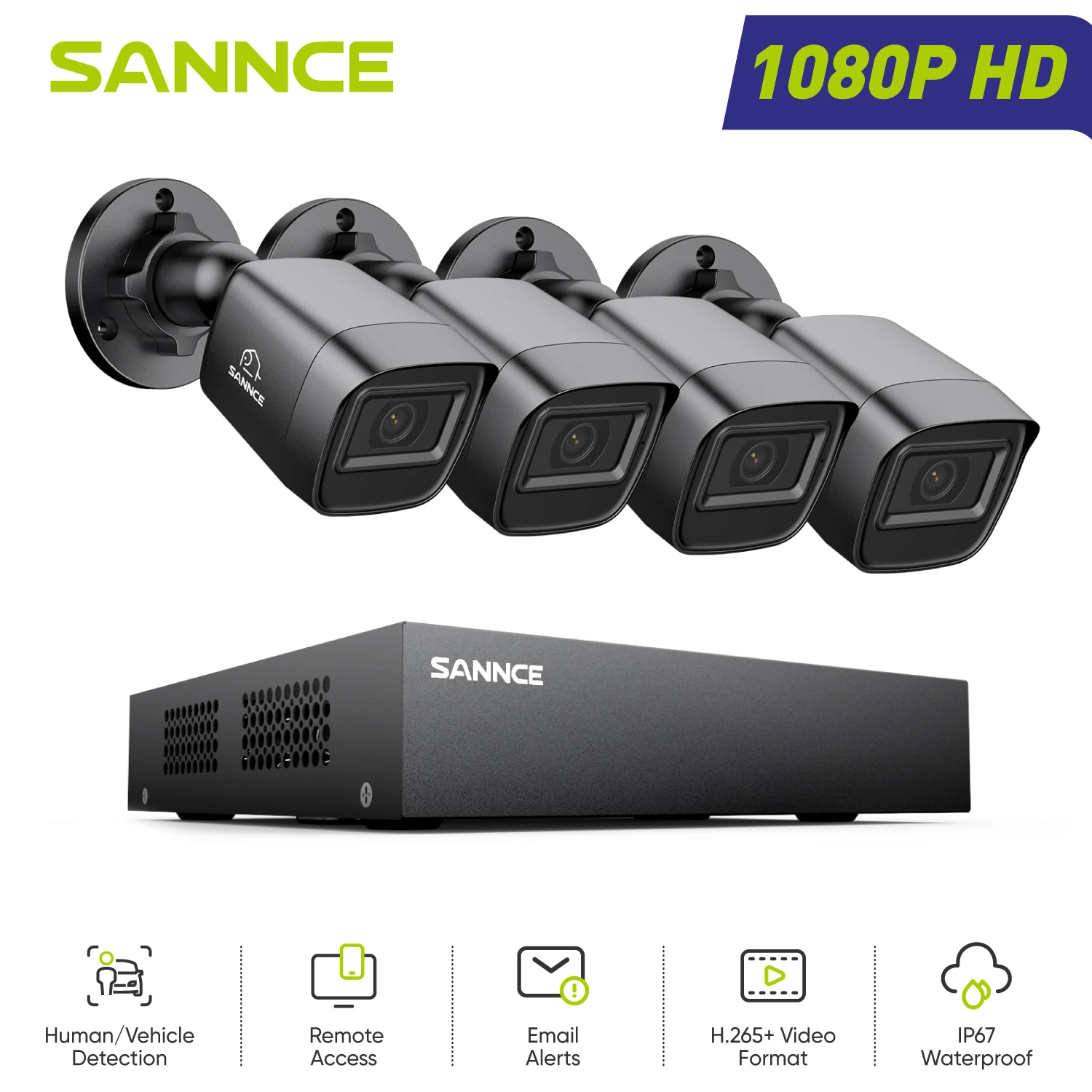 SANNCE 1080P Security Camera System 8CH Home Surveillance DVR Outdoor CCTV Camera with 100ft Night Vision Smart Playback