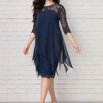 Fashion Chiffon Hollow Out Loose Casual Dress Women Summer Plus Size Women Clothing Ladies Dresses Robe Femme