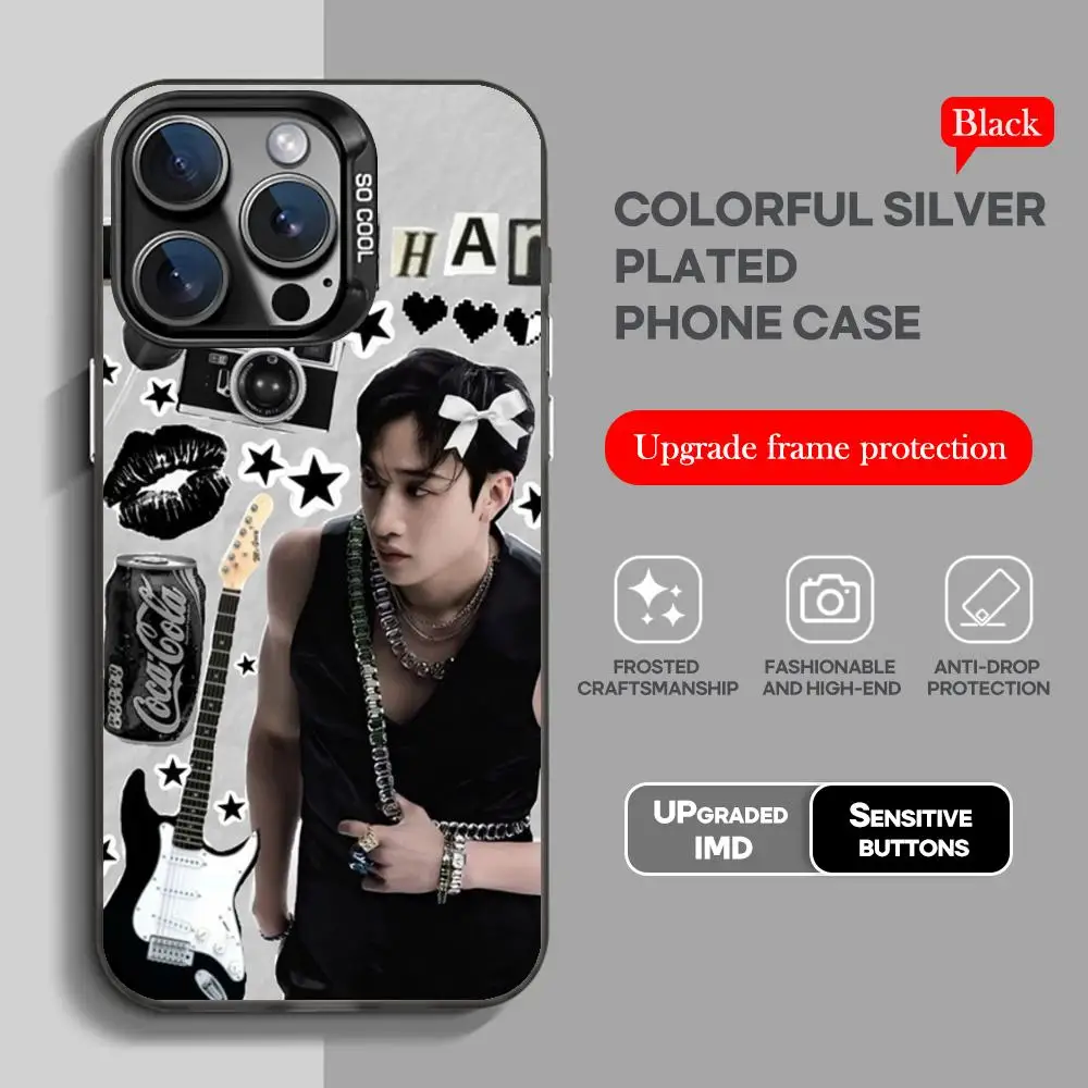 Korean Singer B-bang-chanS Black IMD Colorful Silver Soft Phone Case
