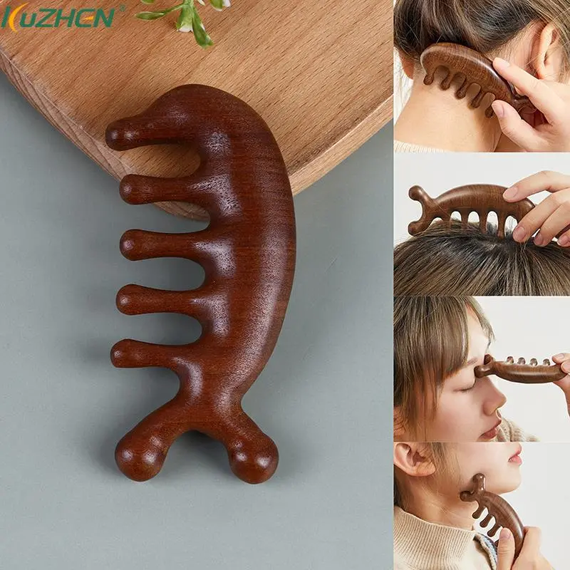 Body Meridian Massage Comb Sandalwood Five Wide Tooth Comb Acupuncture Therapy Blood Circulation Anti-static Smooth Hair