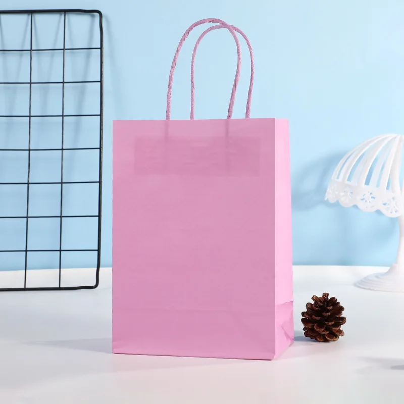 10pieces Kraft Paper Gift Bags Candy Colorful Packaging Craft Gifts Wedding Party Decoration Bags Black White Red Navy Blue Pink 6