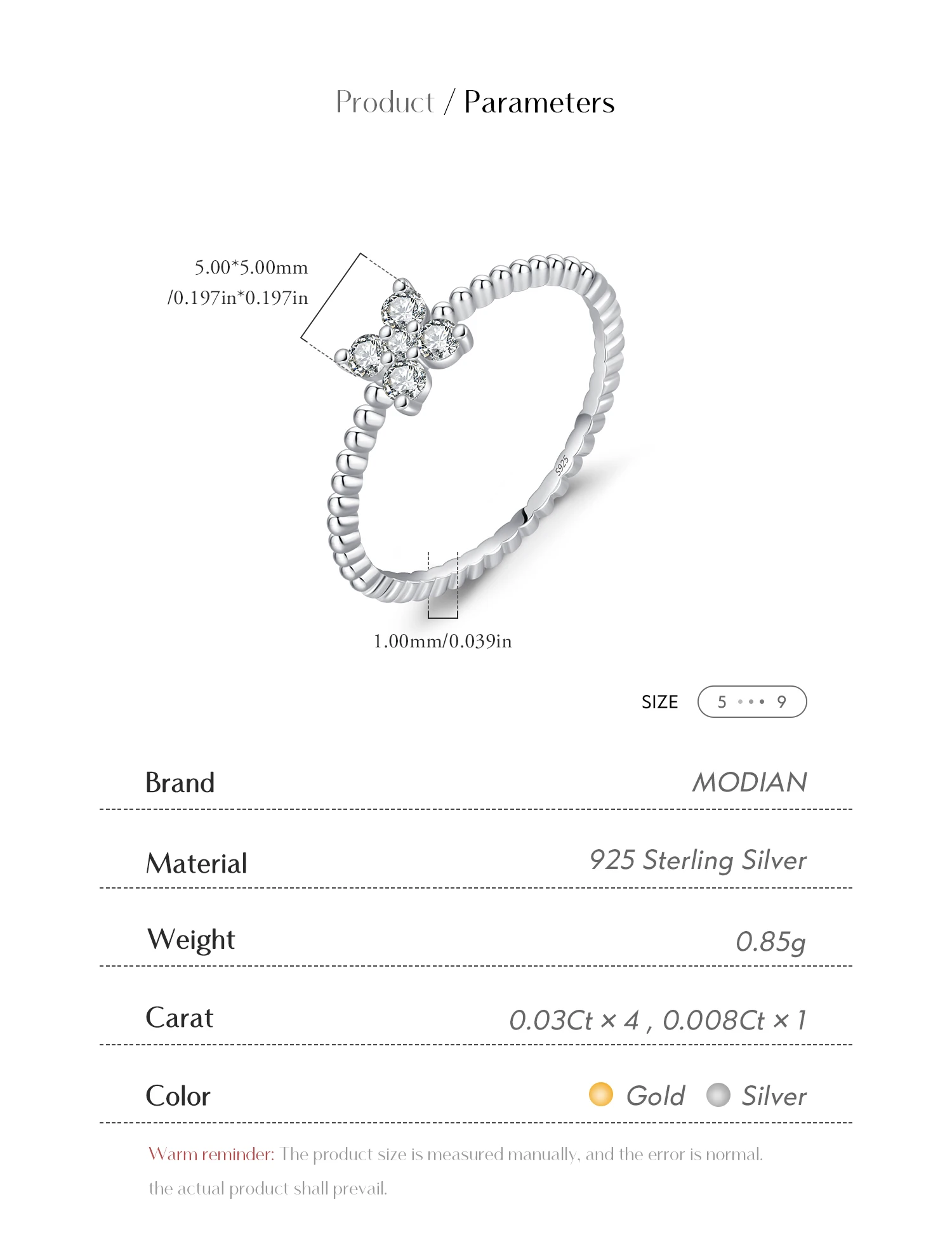 MODIAN Four Leaf Clover D Color Moissanite Ring 925 Sterling Silver Stackable Beads Trendy Finger Ring For Women Fine Jewelry