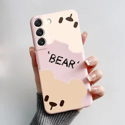 Soft Slim Cute Bear & Frog Candy Painted Back Cover & Bumper Case - S22 Ultra (Pink - M01)