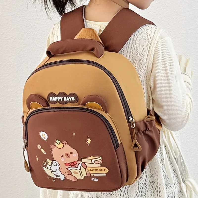 Happy Camper Toddler Backpack - Kids Schoolbag For Boys & Girls, Travel Daypack With Tow Rope