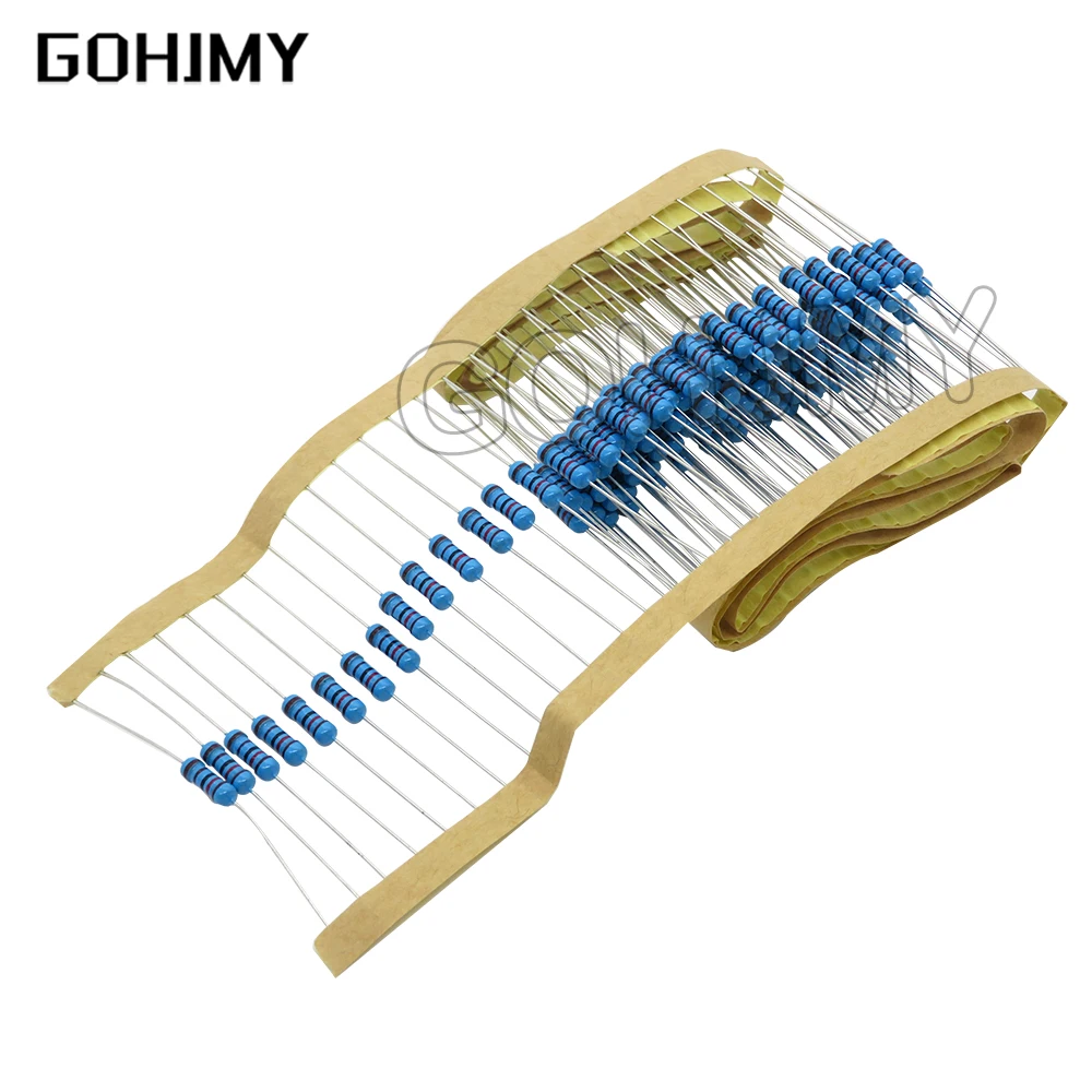 50pcs 1/2W Metal film resistor 1R~2.2M 50R 100R 220R 330R 1K 1.5K 2.2K 3.3K 4.7K 10K 22K 100K 100R 220R 330R 1K5 2K2 3K3 4K7 ohm
