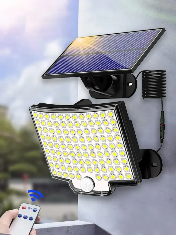 Description Picture 2 of item106LED Solar Light Outdoor Waterproof with Motion Sensor Floodlight Remote Control 3 Modes for Patio Garage Backyard