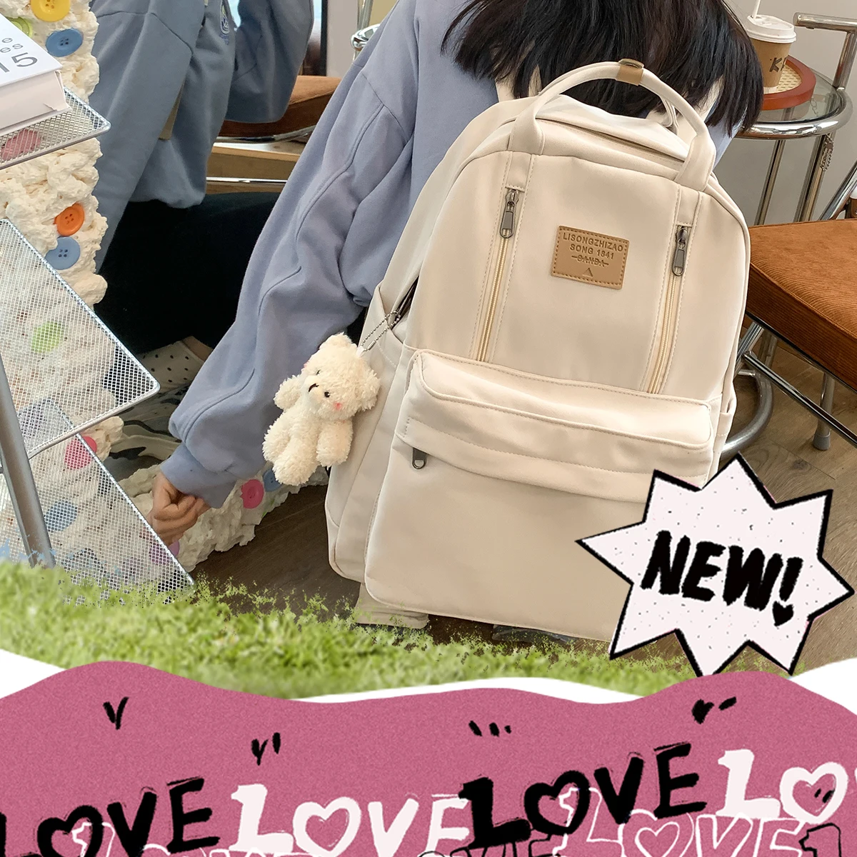 Diehe Solid Color Women Backpack High Quality Youth Waterproof Backpack for Teenage Girls Female School Shoulder Bagpack